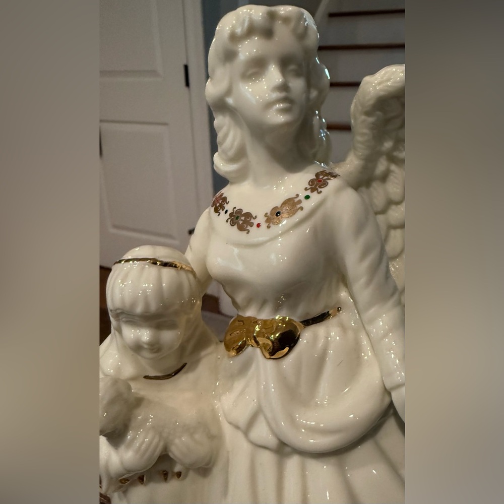 Formalities by Baum Bros Musical Porcelain White Gold Trim Angel Figurine - Picture 6 of 7